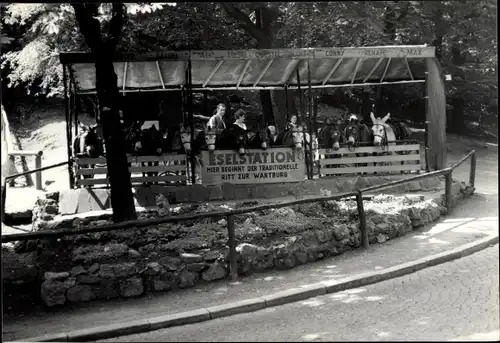 Foto Lutherstadt Eisenach in Thüringen, Eselstation, traditioneller Ritt zur Wartburg