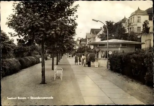 Ak Ostseebad Bansin Heringsdorf auf Usedom, Strandpromenade, Kiosk, Passanten