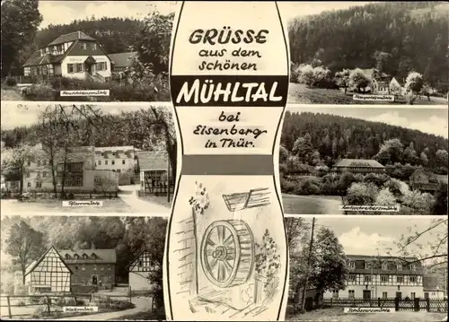 Ak Eisenberg in Thüringen, Mühltal, Naupoldsmühle, Walkmühle, Schössersmühle, Amtsschreibersmühle
