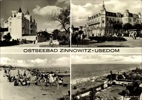 Ak Ostseebad Zinnowitz auf Usedom, Erholungsheim Klement Gottwald, FDGB Feriendienst IG Wismut