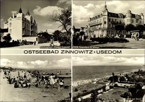 Ak Ostseebad Zinnowitz auf Usedom, Erholungsheim Klement Gottwald, FDGB Feriendienst IG Wismut