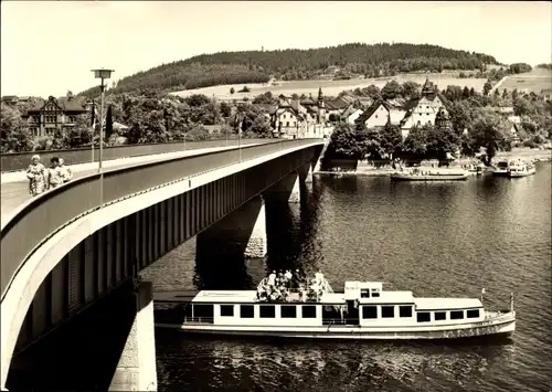 Ak Saalburg in Thüringen, Brücke, Ausflugsschiff auf der Saale
