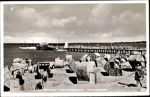 Ak Ostseebad Timmendorfer Strand, Landungsbrücke, Strand