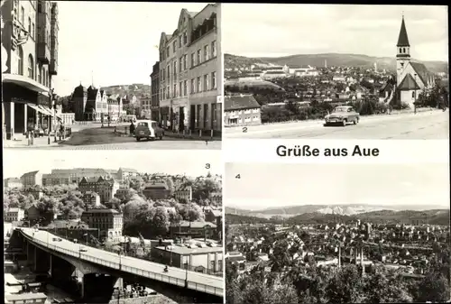 Ak Aue im Erzgebirge Sachsen, Karl Marx Platz, Teilansicht, Karl Marx Brücke