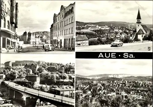 Ak Aue im Erzgebirge Sachsen, Karl Marx Platz, Teilansicht, Karl Marx Brücke