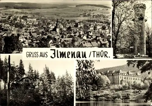 Ak Ilmenau in Thüringen, Totale, Kickelhahnturm, Schwalbenstein, Goethe Oberschule