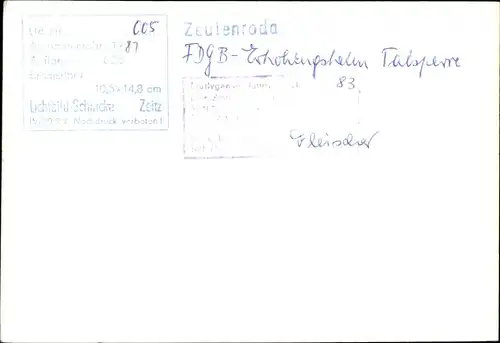 Foto Ak Zeulenroda in Thüringen, FDGB Ferienheim Talsperre