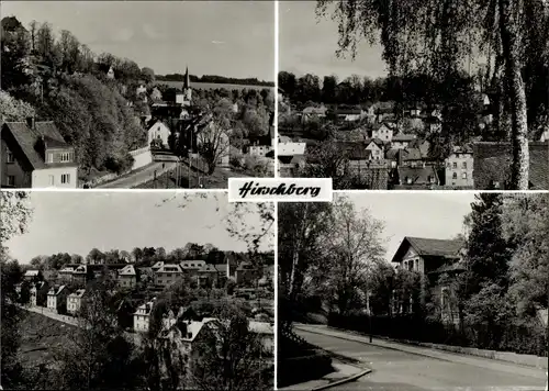 Ak Hirschberg Thüringen, Panorama vom Ort, Kirche, Wohnhäuser, Straßenpartie