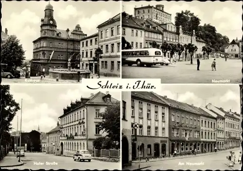 Ak Schleiz im Vogtland Thüringen, Rathaus, Neumarkt, Hofer Straße