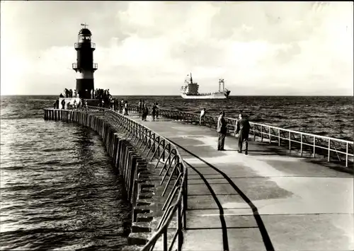 Ak Ostseebad Warnemünde Rostock, Mole