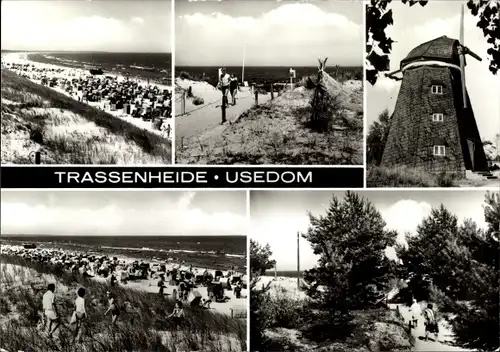 Ak Trassenheide auf Usedom, Strandansichten, Windmühle