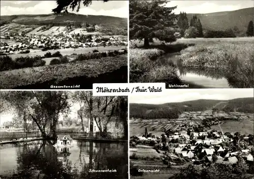 Ak Möhrenbach Ilmenau in Thüringen, Gesamtansicht, Schwanenteich, Ortsansicht