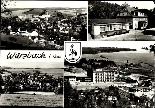 Ak Wurzbach in Thüringen, Wappen, Ortsansichten, Gebäude