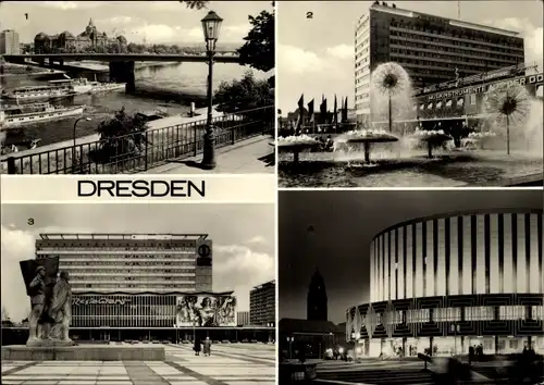 Ak Dresden Altstadt, Dr.-Rudolf-Friedrichs-Brücke, Interhotel Bastei in der Prager Straße