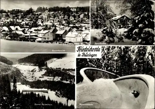 Ak Friedrichroda im Thüringer Wald, Gesamtansicht, Tanzbuche, Biema-Ferienheim, Rennrodelbahn