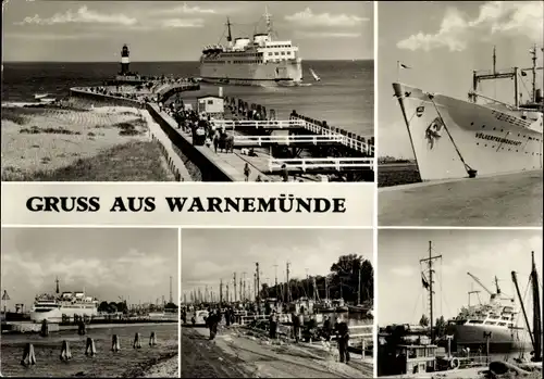 Ak Ostseebad Warnemünde Rostock, Mole, Fährschiff, Alter Strom, Schiff Völkerfreundschaft