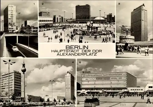 Ak Berlin Mitte, Alexanderplatz, Autotunnel, Haus des Lehrers und Kongresshalle, Hotel Stadt Berlin