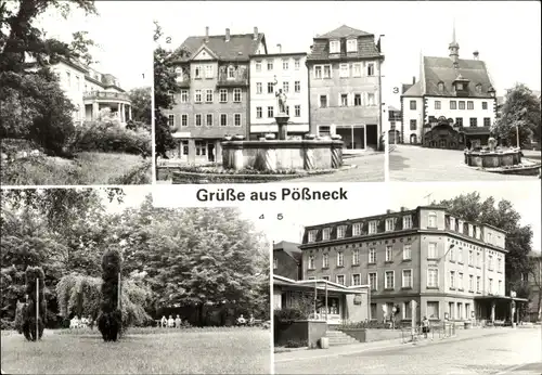 Ak Pößneck in Thüringen, HO-Hotel Posthirsch, Ethel-und-Julius-Rosenberg-Platz, Rathaus