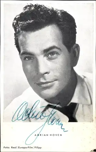 Ak Schauspieler Adrian Hoven, Portrait, Autogramm, Weißes Hemd