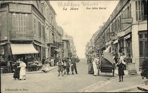 Ak Mers les Bains Somme, Rue Jules Barni, Schuhe