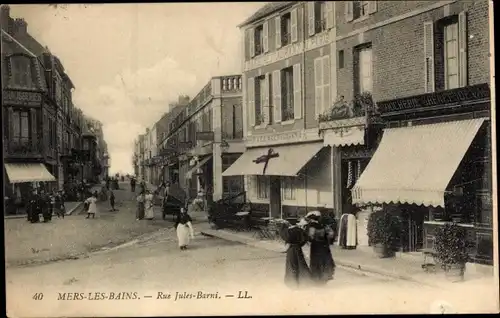 Ak Mers les Bains Somme, Rue Jules-Barni