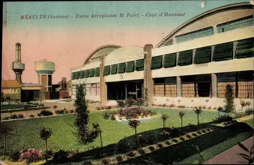 Ak Méaulte Somme, Usine Aeroplanes H. Potez, Cour d'Honneur