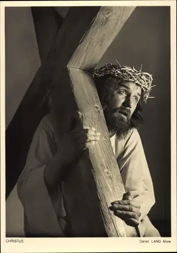 Ak Oberammergau in Oberbayern, Passionsspiele 1934, Christus mit Kreuz, Alois Lang