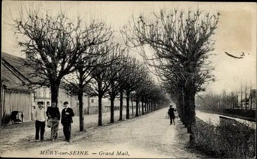 Ak Méry sur Seine Aube, Grand Mail