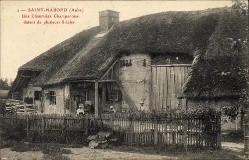 Ak Saint Nabord Aube, ein strohgedecktes Cottage in Champenoise aus mehreren Jahrhunderten