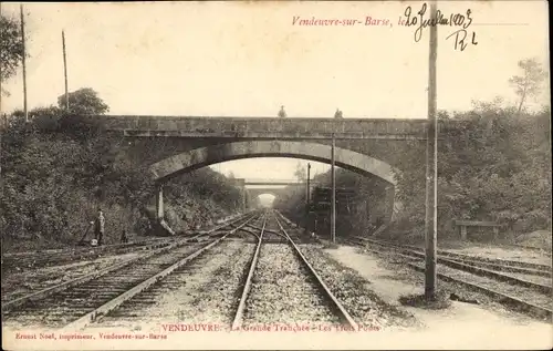 Ak Vendeuvre sur Barse Aube, La Grande Tranchée, die Three Pones