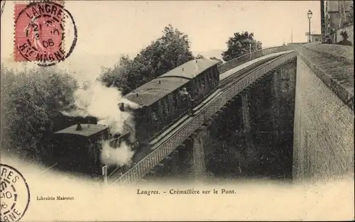 Ak Langres Haute Marne, Rack auf der Brücke
