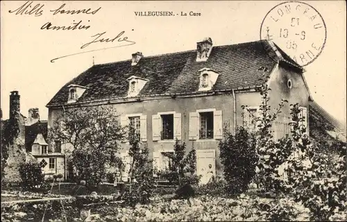 Ak Villegusien Haute Marne, der Bahnhof