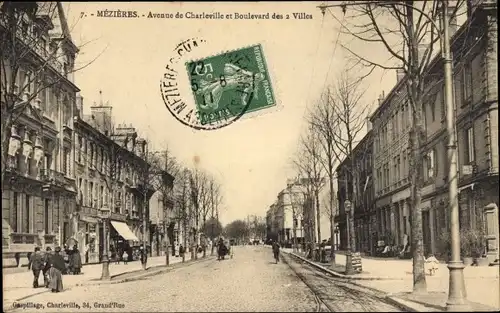 Ak Mézières Ardennes, Avenue de Charleville und Boulevard des 2 Villes