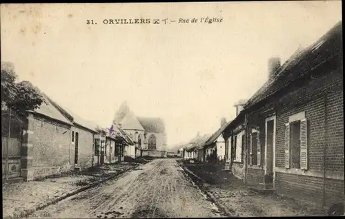 Ak Sorel Oise d&#39;Orviller, Rue de l&#39;Eglise