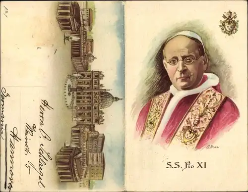 Klapp Litho Papst Pius XI, Pio XI, Vatikan, Petersplatz, Porta Santa, Anno Santo 1933