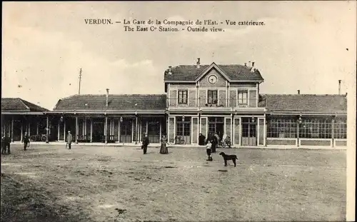 Postkarte Verdun-Meuse, Bahnhof Compagnie de l&#39;Est, Außenansicht