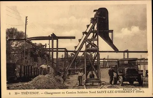 Ak Saint Leu d&#39;Esserent Oise, Verladung in LKW Sabliere Nord