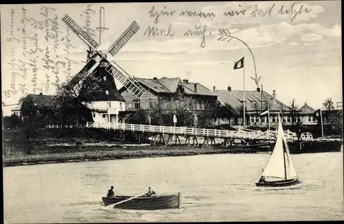 Ak Hamburg Mitte Wilhelmsburg Moorwerder, R. Stuhlmann's Gasthof, Windmühle