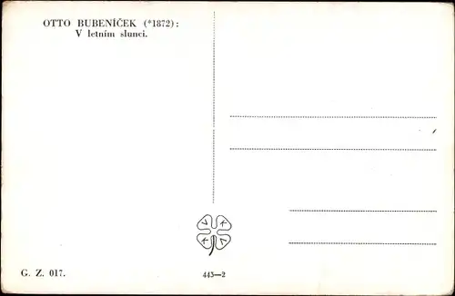 Künstler Ak Bubenicek, O., Dorf zur Sommerzeit, Wohnhäuser