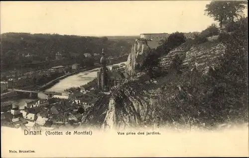 Ak Dinant Wallonien Namur, Grottes de Montfat, Vue prise des jardins