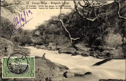 Ganzsachen Ak Katanga RD Kongo Zaire, Die Lualaba, Eingang zur Zilo-Schlucht