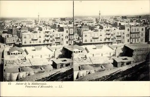 Stereo Ak Alexandria Ägypten, Blick auf den Ort