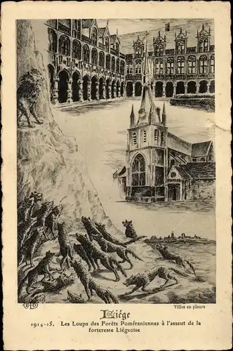 Künstler Ak Liège Lüttich Wallonien, Einnahme der Festung 1914