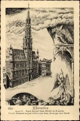 Künstler Ak Brüssel Brüssel, Sankt Michael, Deutscher Adler