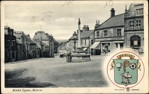 Ak Melrose Schottland, Marktplatz, Wappen