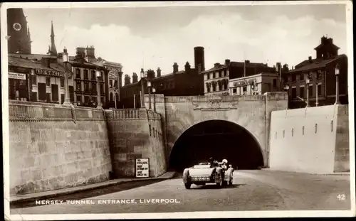 Ak Liverpool Merseyside UK, Eingang zum Mersey-Tunnel
