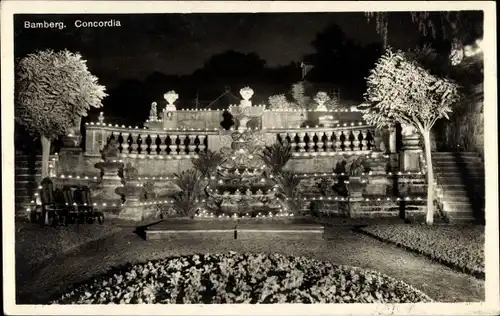 Ak Bamberg an der Regnitz Oberfranken, Concordia, Terrasse bei Festbeleuchtung