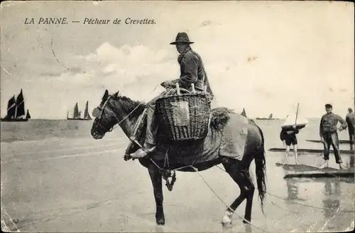 Ak La Panne De Panne Westflandern, Garnelenfischer