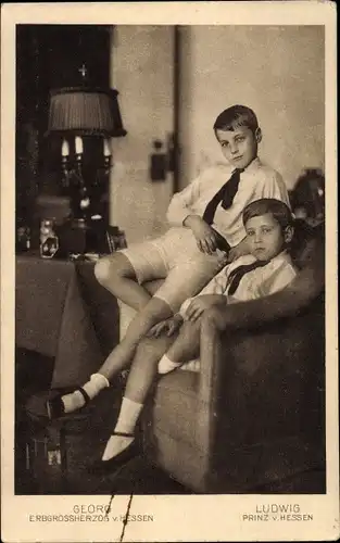 Ak Erbgroßherzog Georg und Prinz Ludwig von Hessen, Portrait