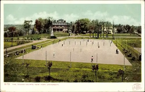 Ak New York City USA, Universität, Tennisplatz